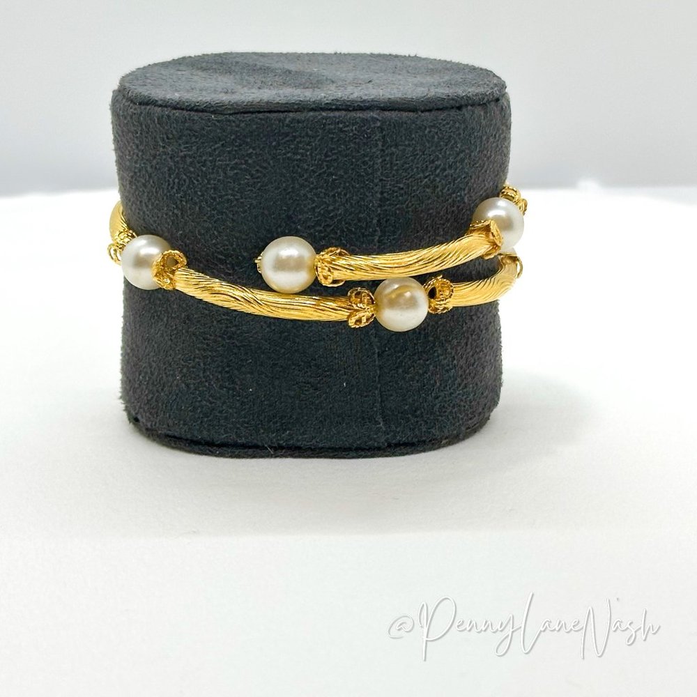 Vintage Golden Vine with Pearls Wrap Bracelet - Picture 7 of 7